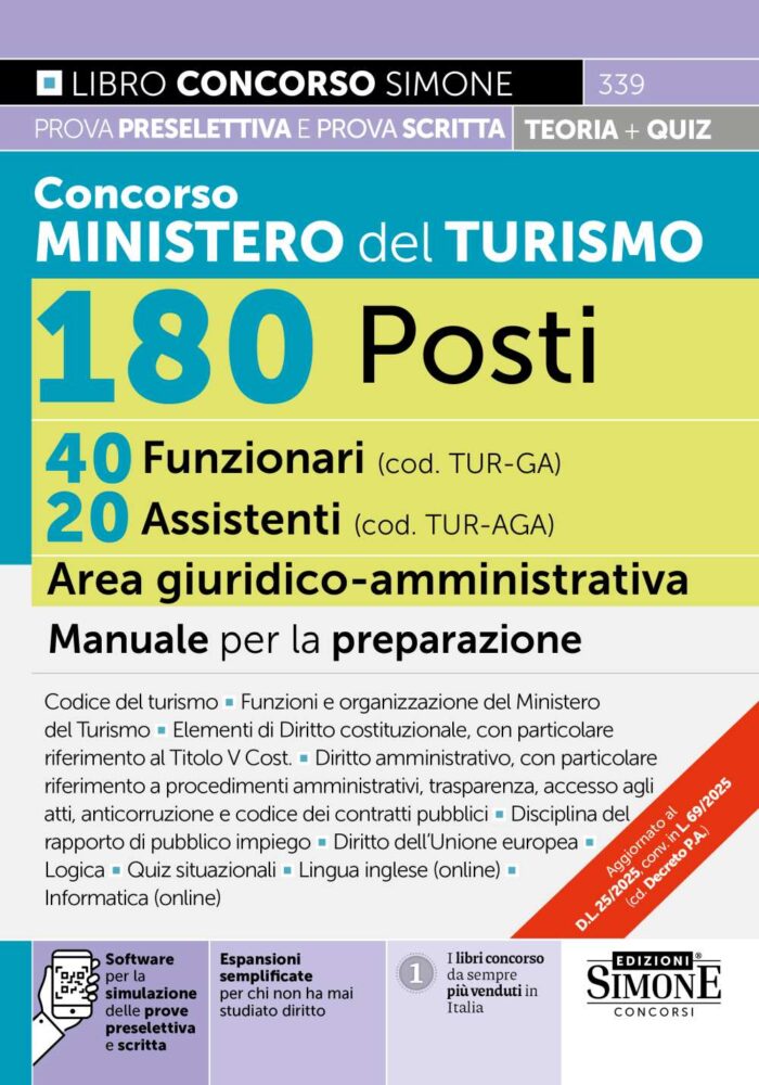 Libro concorso ministero del turismo assistenti e funzionari giuridico amministrativi
