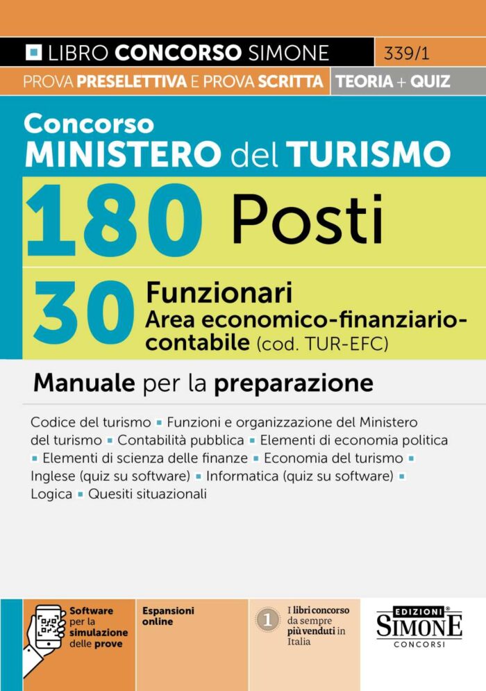 libro Concorso Ministero del Turismo 180 Posti 30 Funzionari Area economico-finanziario-contabile