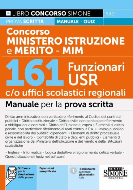 Concorso Ministero Istruzione – 161 Funzionari USR c/o Uffici scolastici regionali – Manuale - 532