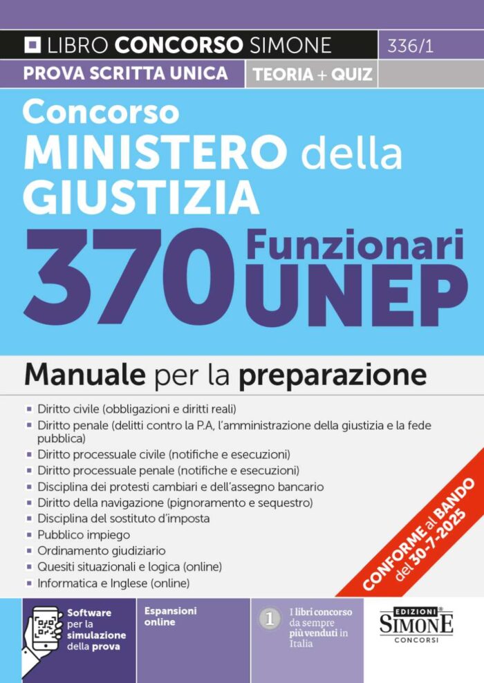 Concorso Ministero della Giustizia 370 Funzionari UNEP - Manuale - 336/1 - immagine 1