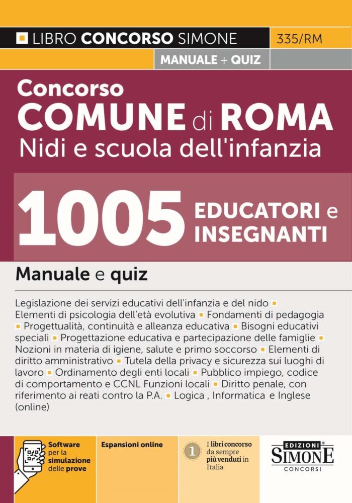 Concorso Comune di Roma Nidi e scuola dell'infanzia - 1005 Educatori e Insegnanti - Manuale - 335/RM - immagine 1