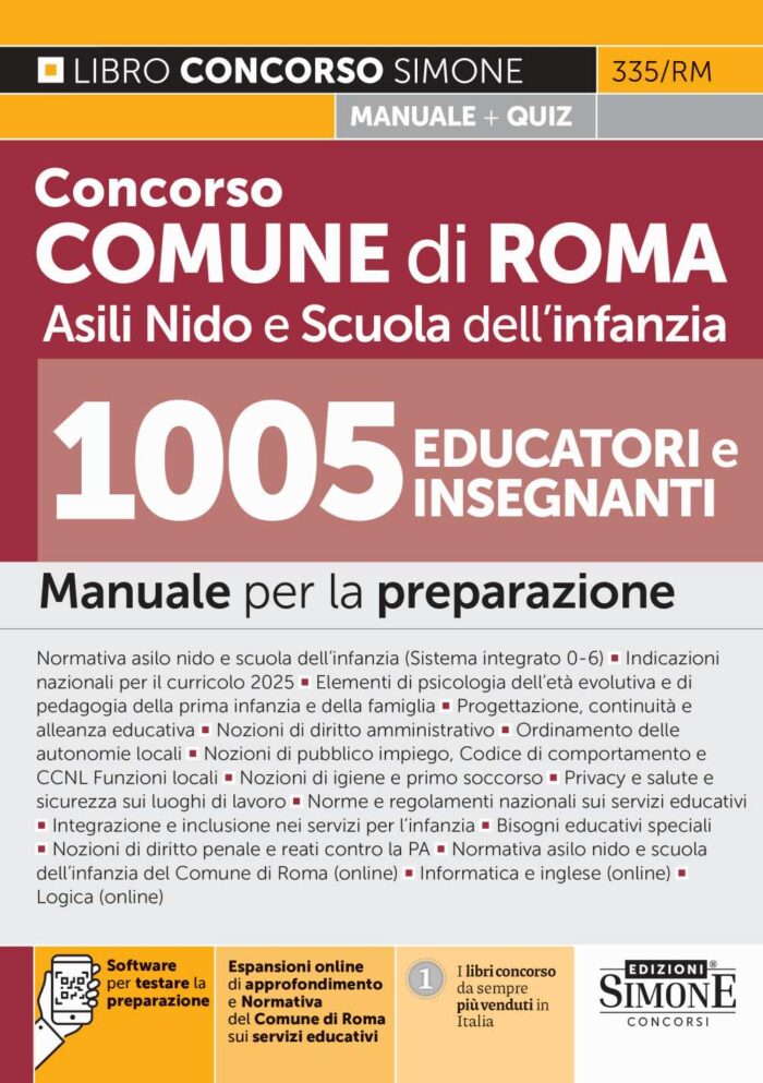 Concorso Comune di Roma Nidi e scuola dell'infanzia - 1005 Educatori e Insegnanti - Manuale - 335/RM - immagine 1