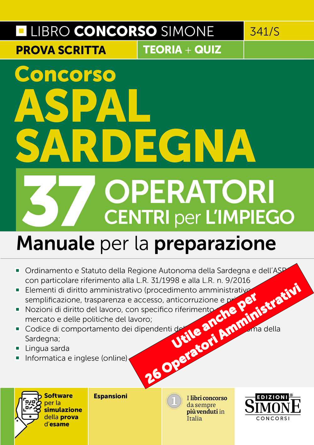 v341_s Concorso ASPAL Sardegna - 37 Operatori CPI Centri per l'impiego - Manuale - 341/S - immagine 1
