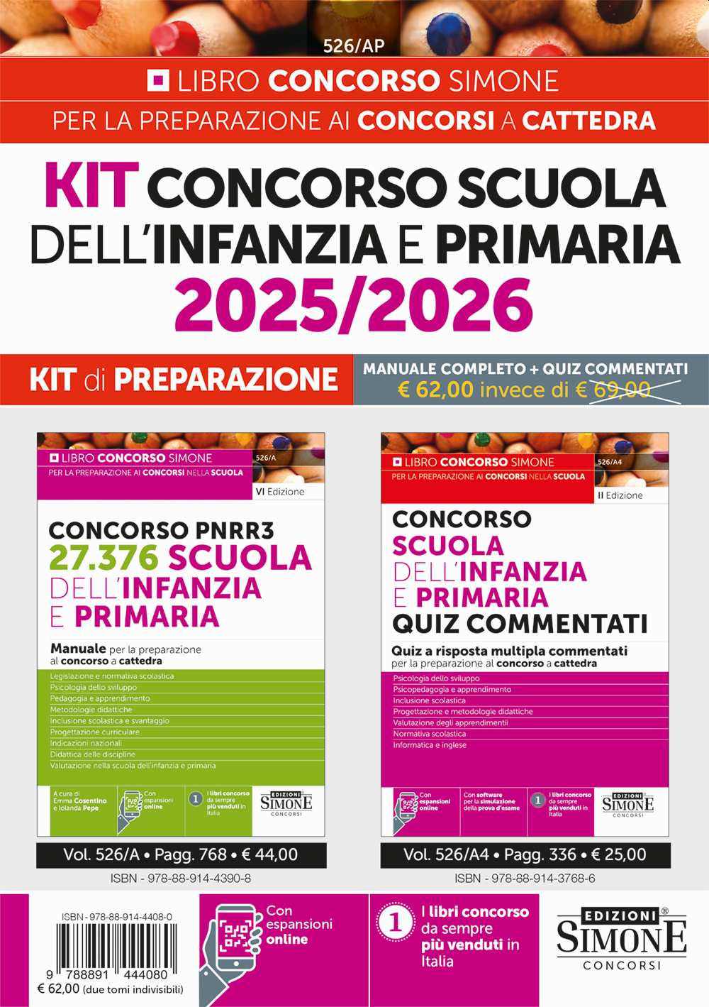 v526_ap KIT Concorso Scuola dell'Infanzia e Primaria 2025/2026 - KIT di Preparazione - 526/AP - immagine 1