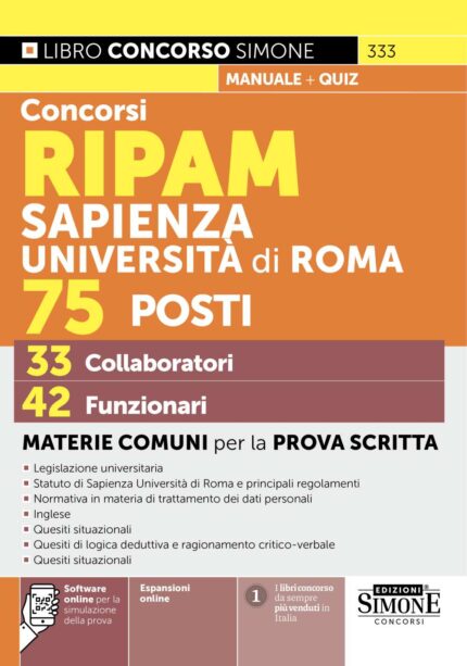 Concorsi RIPAM Sapienza Università di Roma 75 Posti - 33 Collaboratori - 42 Funzionari