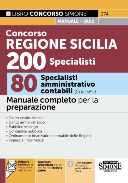 Concorso Regione Siciliana 200 Specialisti - 80 Specialisti amministrativo contabili (cod. SAC) - Manuale - 374