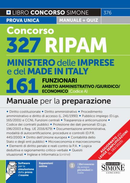 Manuale Concorso 161 Funzionari in Ambito Amministrativo/Giuridico/Economico