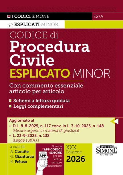 Codice di Procedura Civile Esplicato Minor 2026 commento articolo per articolo