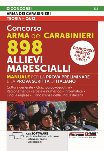 Manuale Concorso Arma dei Carabinieri 898 Allievi Marescialli