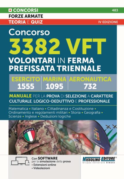 Manuale di preparazione al concorso per 3382 VFT (volontari in ferma prefissata triennale) nell’Esercito, nella Marina Militare e nell’Aeronautica Militare 2026