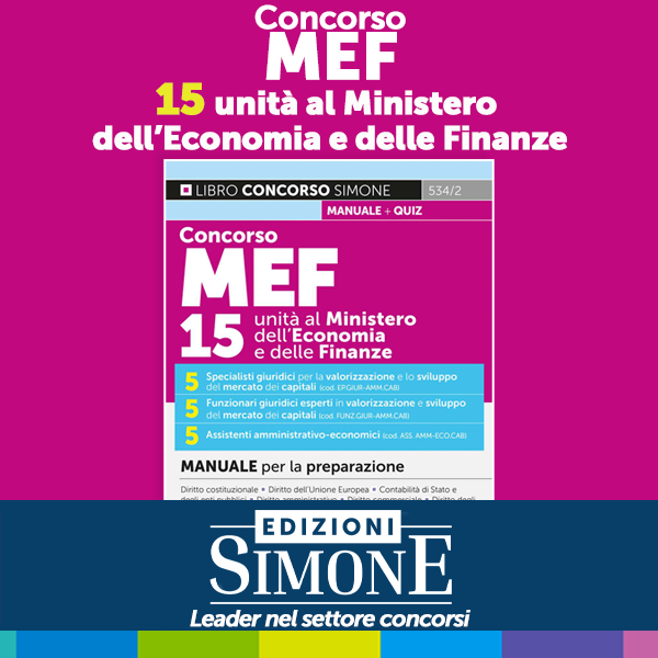 Concorso MEF – 15 unità in ambito giuridico al Ministero dell’Economia e delle Finanze – Manuale