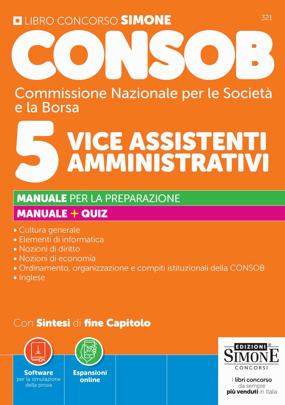 v321 CONSOB Commissione Nazionale per le Società e la Borsa - 5 Vice Assistenti Amministrativi - Manuale - 321 - immagine 1