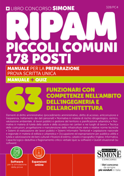 Concorso RIPAM Piccoli Comuni 178 posti - 63 Funzionari con competenze nell'ambito dell'ingegneria e dell'architettura - Manuale