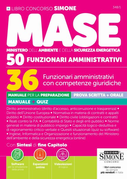 Concorso MASE - 50 posti - 36 Funzionari amministrativi con competenze giuridiche