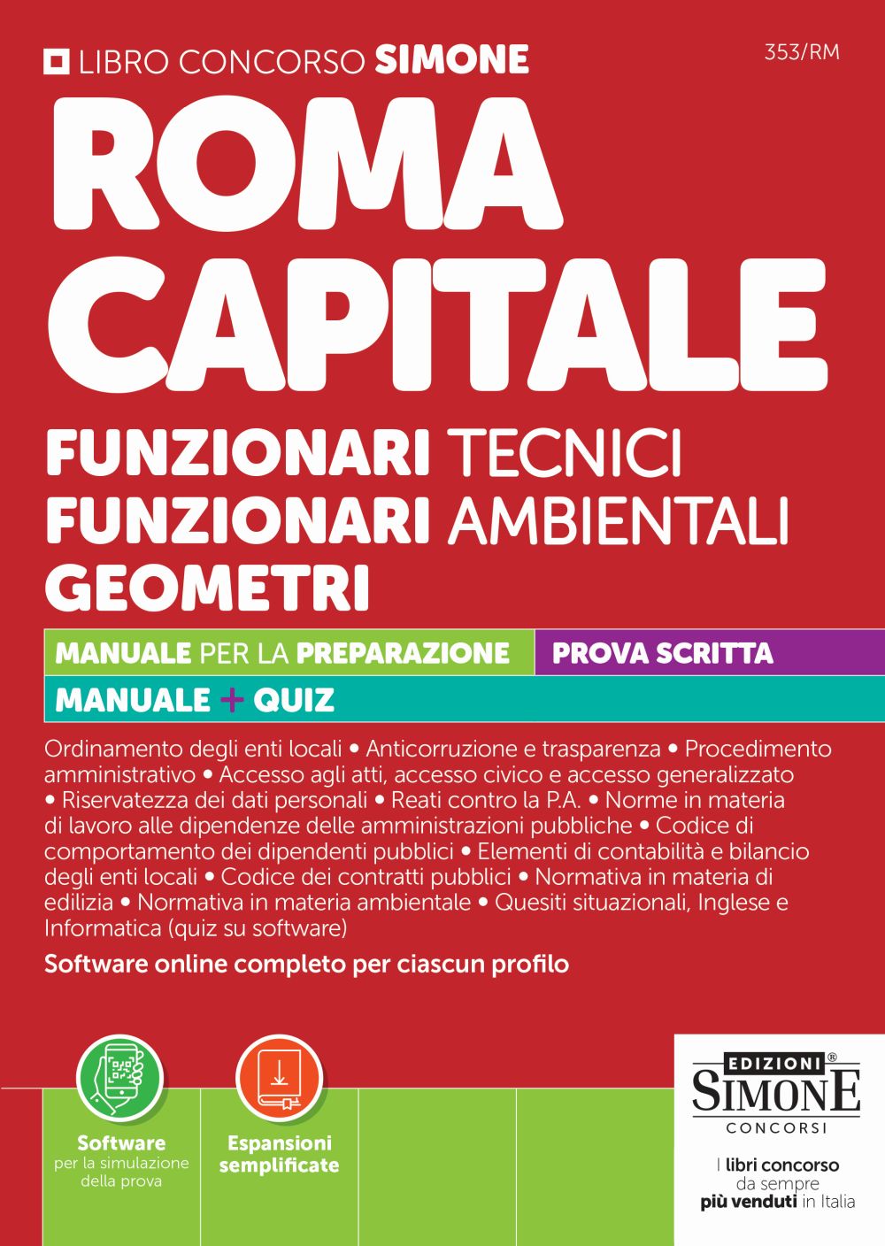 v353_rm Roma Capitale - Funzionari tecnici - Funzionari ambientali - Geometri - Manuale - 353/RM - immagine 1